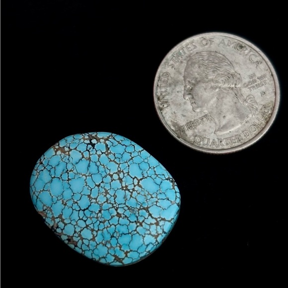 High Grade Number 8 NATURAL Turquoise Blue Gemstone Backed  Cabochon 47 carats - Picture 1 of 2
